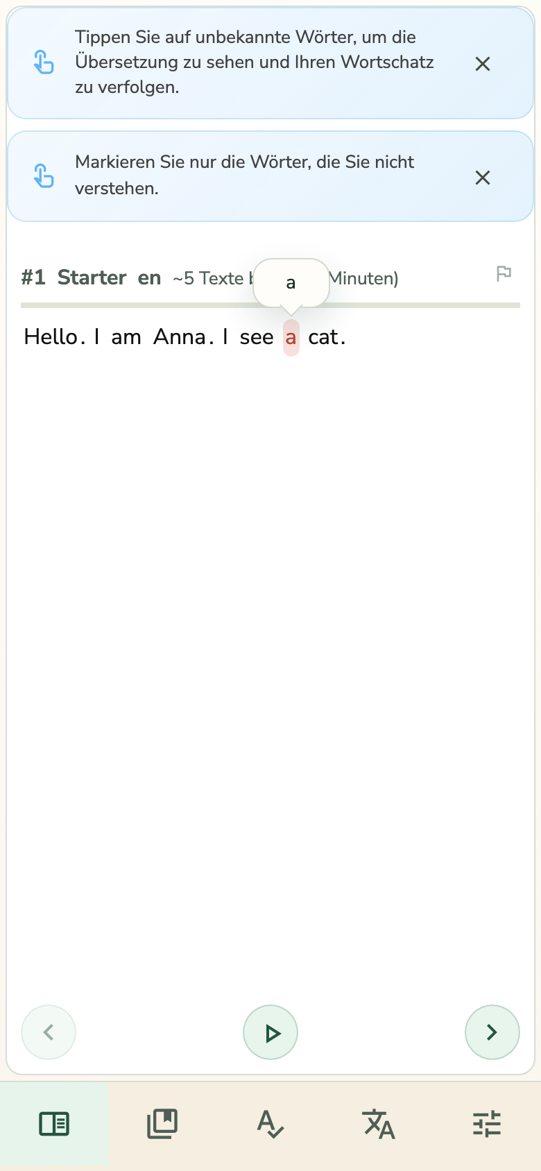 Wie funktioniert das Markieren von Wörtern?