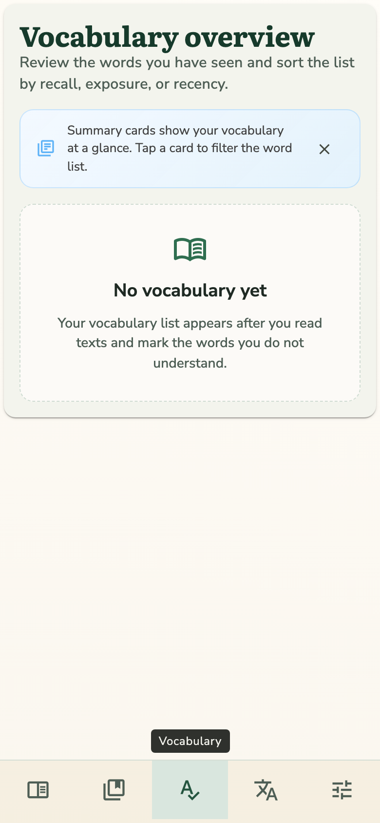 How does vocabulary tracking help?